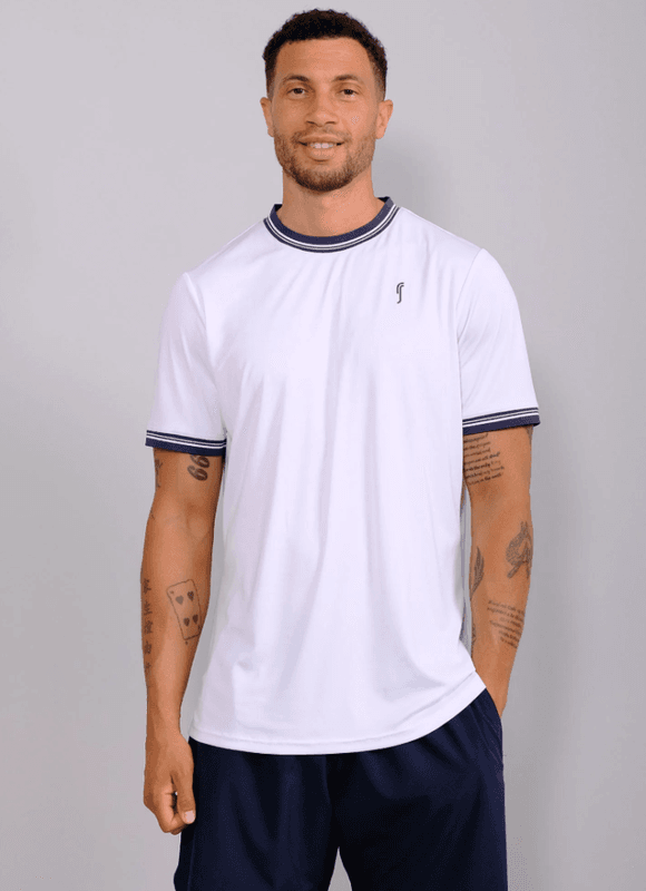 RS Men's Performance Tee - Crew Neck REC (White / Navy)