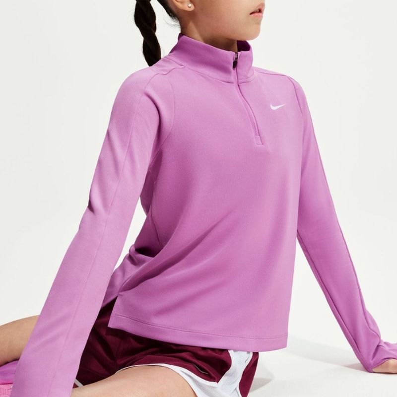 Nike Girls' Dri-FIT Long Sleeve 1/4 Zip Top (Light Magenta / White)