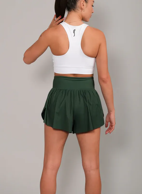 RS Women's Court Pleated Shorts (Court Green / Court White)