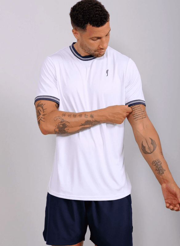 RS Men's Performance Tee - Crew Neck REC (White / Navy)